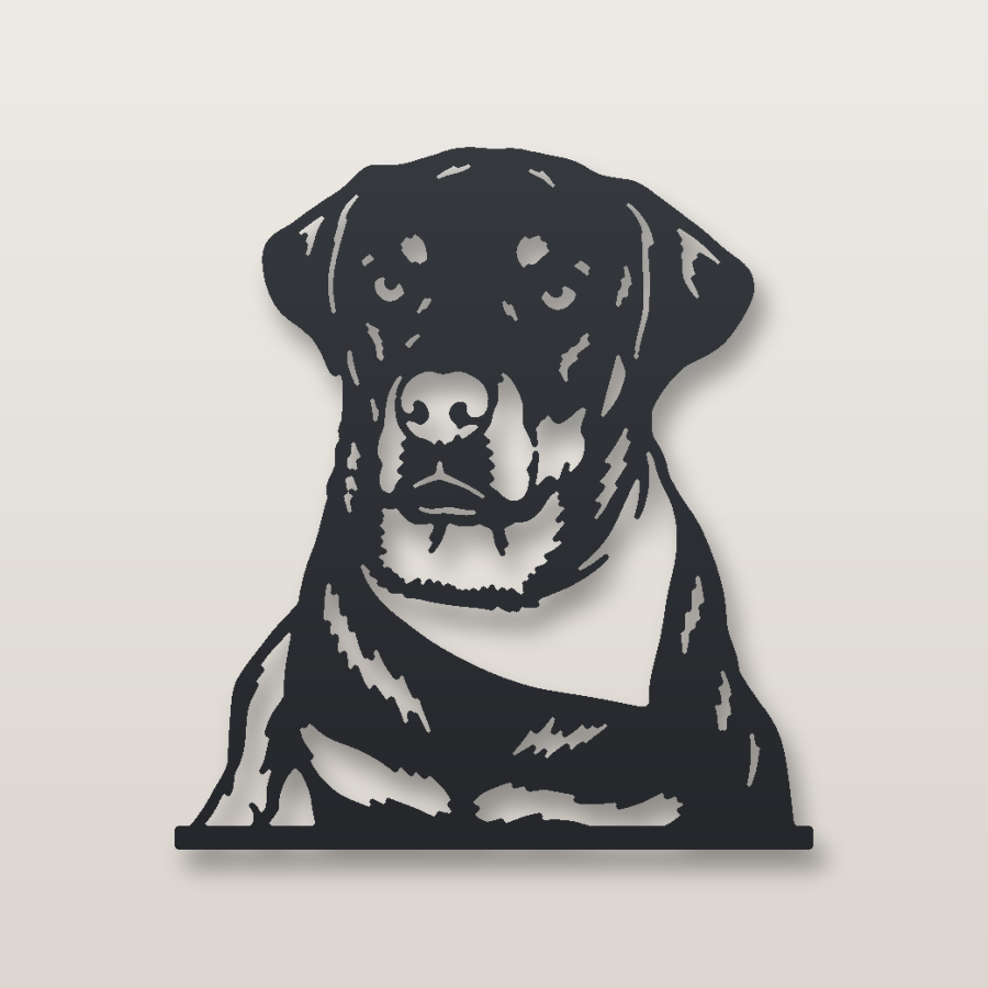 Custom plasma-cut dog sign in steel